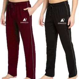 Pack of 2 Men Printed Black, Maroon Track Pants-image-64