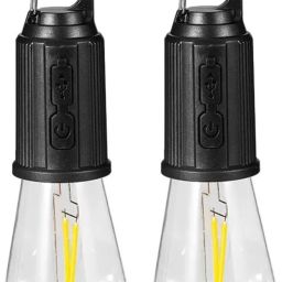 PACK OF 2 USB RECHARGEABLE EASY CARRY UNBREAKABLE GLASS OUTDOOR WATERPROOF 4 hrs Bulb Emergency Light-image-0