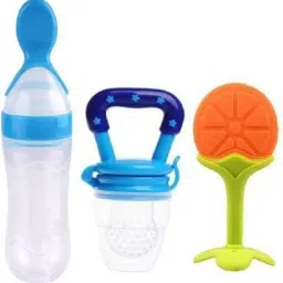 Baby fruit nibbler & 3 pcs bib feeding Teether and Feeder BPA free (Pack of 3)- Silicone-13