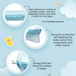 a to z hub Baby Cradle N Swing Ghodiyu with Indian Style Hammock Having Mosquito Net for New Born Infants,Blue image 4