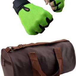 Combo Of Leatherite (Brown) And Gloves (Green) Fitness Accessory Kit Kit-image-34