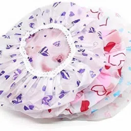 Reusable Printed Shower Cap with Elastic Band for Home Use/Salons/Spa/Hair Treatment/Beauty Parlours for Both Men and Women Bathing Accessor (Multicolour) -Set of 3 Pieces-image-6