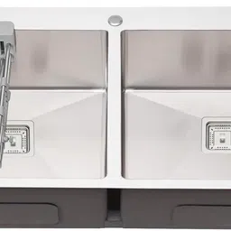 fossa 32"x18"x10" Inch Double Bowl With Tap Hole Premium Handmade Kitchen Sink FTS-23503Silver Vessel Sink-picture-26