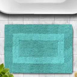 luxe home international Aqua Solid Cotton 24x16 Inches Super Soft Bath Mat-picture-27
