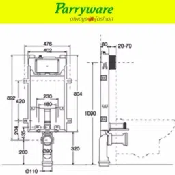 parryware Half Frame Concealed Cistern, with divater body upper uno set of 1 pic 256 Dual Flush Tank image 4