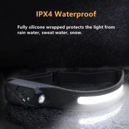 seashot LED Head Lamp with, 5 Modes of Light, has Motion Sensor TYPE USB Recharge 5 8 hrs Torch Emergency Light image 3