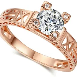 Eiffel Tower Diamond Love Ring For Women & Girls Sterling Silver Cubic Zirconia Gold Plated Ring-image-13