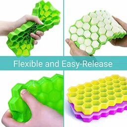 amrit Honeycomb Reusable Plastic Ice Cube Tray for chilled drink Green Silicone Ice Cube Tray image 2