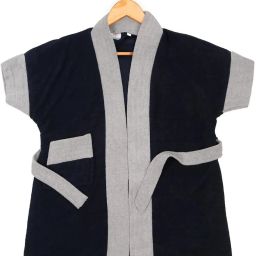 Navy & Grey Large Bath Robe-image-15