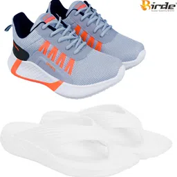 Birde Stylish Combo Pack of 2 Lightweight Gym, Running Shoes With Slippers Walking Shoes For Men-picture-3