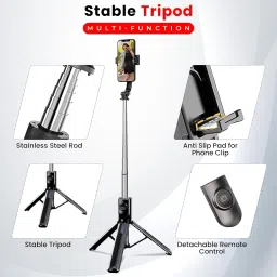 WeCool F-S2-Ultra Selfie Stick with 7 Section Telescopic Pole extendable upto 114CM Bluetooth Selfie Stick image 4