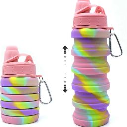 Silicone Sipper for Kids for Sports, Cycling, School Snap Hook 500 ml Water Bottle-image-112