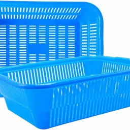 Plastic Natasha 1013 Multipurpose Basket, Set of 2 Pc, 4 Ltr, Blue Color Plastic Fruit & Vegetable Basket-image-42