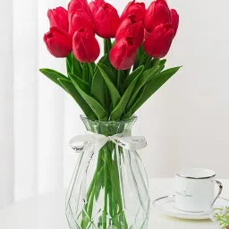 artificial red tulip(pack of 5) Red Tulips Artificial Flower-image-13