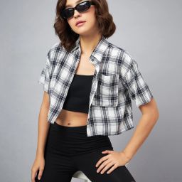 Women Regular Fit Checkered Spread Collar Casual Shirt-image-13