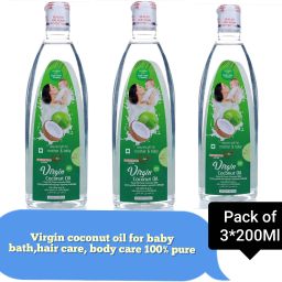Virgin Coconut oil For Baby Massage|Cold pressed,Pure|Body,Hair Pack of 3X200ML-image-16