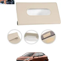 Beige Leatherite Rectangle Shape Fancy Design Tissue Dispencer For Car-210 Vehicle Tissue Dispenser-26