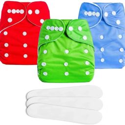Washable Baby Cloth Diaper Reusable, Adjustable Size, Waterproof, Pocket Nappie with Inserts (3 Diaper and 3 Insert Pad)-38