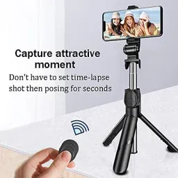 LINCTECH Bluetooth Selfie Stick Tripod Remote Adjustable Live Broadcast stand, with Viewing Angle 360 Degree Rotation Mount Stand, Handsfor Live/Vlogs Special Design for Streaming, , Online Classes, Streaming, Shooting Field, tablet, mobile phone, camera Single Gimbal for Mobile image 3