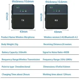 BRSS Sx9 Wireless Microphone for PC/Laptop/Type C & iPhone, Noise Reduction Lapel Mic Camera Microphone image 2