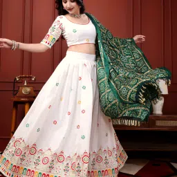 Bandhani, Embroidered, Leheriya Semi Stitched Lehenga Choli-image-59