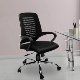 Low Back Ergonomic|Lumbar Support|Soft Comfortable PU Pads |Fabric Chair Fabric Office Arm Chair-image-4