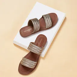 Forever Glam by Pantaloons Textured Open Toe Flats-picture-11