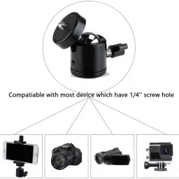 POZUB Tripod Mount Camera Head Ball Adapter Phone holder mount for Camera 1/4" Screw Tripod Ball Head, Tripod Clamp, Tripod Bracket, Tripod Kit, Monopod, Monopod Kit, Tripod image 3