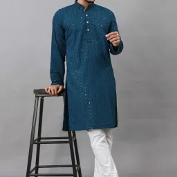 Men Embroidered Cotton Rayon A-line Kurta-image-98