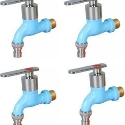 PVC Miami Nozzle Bib Cock Tap (Set of 4) Blue For Washing Machine / Bathroom / Kitchen / Garden Nozzle Cock Faucet-6
