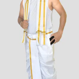 TUNI MANI Readymade Polycotton Pocket Dhoti Pant with Angavasthram(Towel) Men Dhoti-image-25