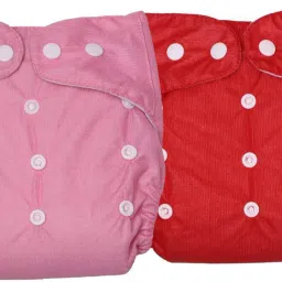 Pink & Red Cloth Diaper For Baby Reusable & Washable 2 Pcs Diaper + 2 Pcs Insert-image-25