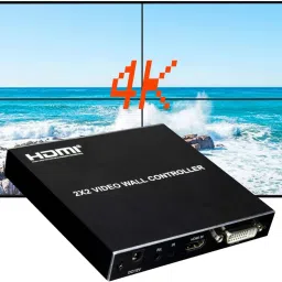 microware 2x2 HDMI Video Wall Controller Multi Screen 4 TV Splicing Box Splicer 180° Flip 32 inch Blu-ray Player-34