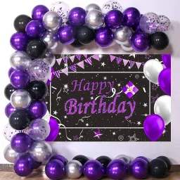 Black Purple Silver Balloons Garland Kit Of 103 Pcs For Party Decorations-image-98