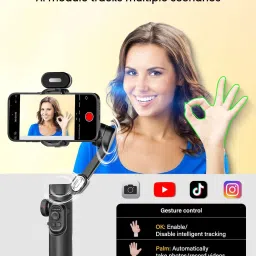 Hold up Gimbal Stabilizer Smart XE AI NO APP AI Tracking Gesture Control 3-Axis Foldable 3 Axis Gimbal for Mobile image 3