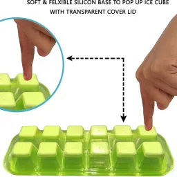 inddushome Popup Ice Tray With Lid and Silicon Base Multicolor Plastic Ice Cube Tray image 2
