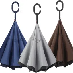 PACK 3 : C Type Handle Double Layer Inverted Upside Down Reversible Umbrella-16