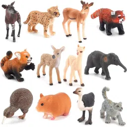 12-PCS Wildlife Animal Toy Set|Realistic Mini Jungle Zoo Animals for Kids|505-12