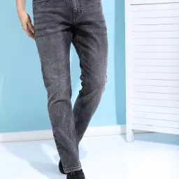 Men Tapered Fit Mid Rise Grey Jeans-image-1
