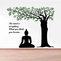 20 cm Lord Buddha under Tree and Quote on Mind Self Adhesive Sticker-image-61