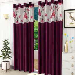 aadi traders Wine Polyester Solid 5ft Semisheer Eyelet Window Curtains (2Pcs)-picture-15