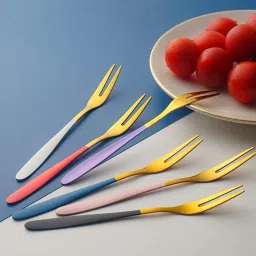kooshlo Appetizer Small Forks Dessert Forks,2-Tine Portable Salad Fruit Forks for Part Stainless Steel Serving Fork Set image 4