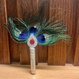 HANDMADE SILVER PEACOCK FAN FOR POOJA, HOME DECORATION Decorative Showpiece - 15 cm-image-58