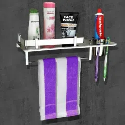 High Grade Stainless Steel 3 in 1 Multipurpose 15 inch 1 Bar Towel Rod-image-49