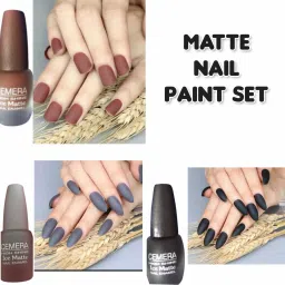 Ice Matte Toxic Free Nail Polish Combo of 3 Black, Brown, Grey-17