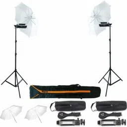 MVPRO Porta Kit with Pair of 9Ft. Light Stands,Porta Lights,Umbrellas for Photography White, Black Reflector Umbrella-picture-27