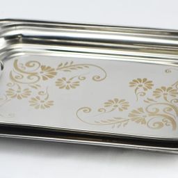 nirvika Steel Plate Serving tray Platter Multipurpose -Size- 34 -Cm,30 -Cm(Pack of 2) Tray image 2