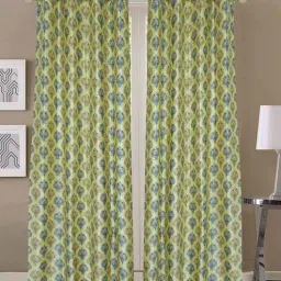 exporthub Yellow Floral Polyester 7 Ft Blackout Eyelet Door Curtains (Set of 2)-picture-6