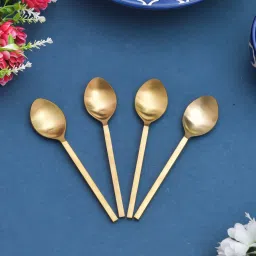 4 Table Spoon Set, Small Dinner Spoons with Square Handle, Cutlery for Kitchen Iron Cutlery Set-5