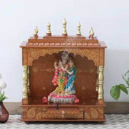 india home wood Copper Colored Solid Wood Floor Rested Mandir Without Door-picture-2